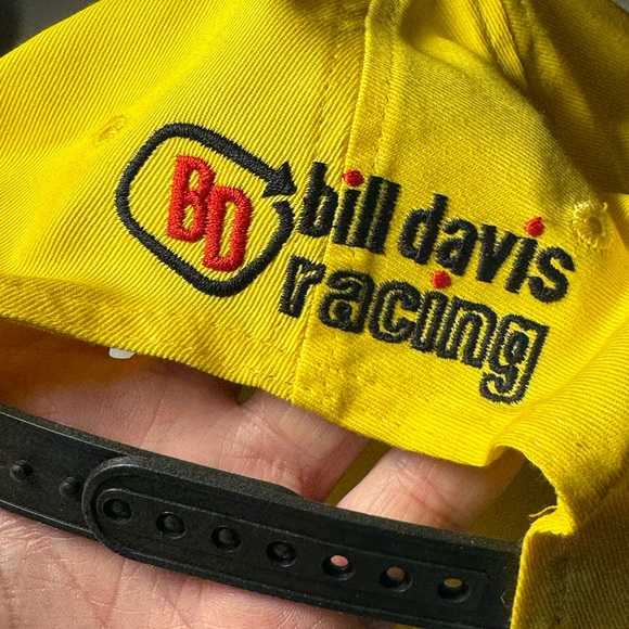 Vintage CAT Bill Davis Racing NASCAR Y2K Black Yellow Ward Burton Baseball Hat - Picture 6 of 9